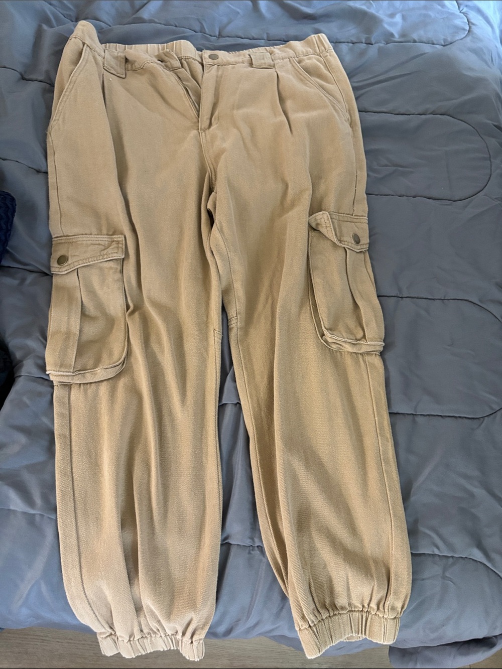 Fashion Nova Men's Tan Cargo Pants with Flap Pockets